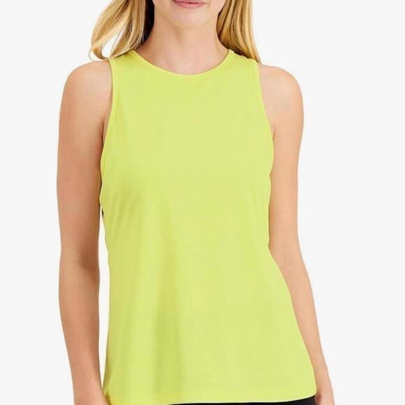 Ideology Women's Neon Yellow Dry-Fit Workout Tank Top with Keyhole-Back - Picture 2 of 7
